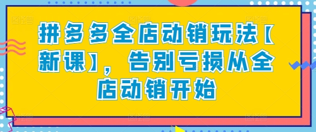 拼多多全店动销玩法【新课】，告别亏损从全店动销开始-中创项目网