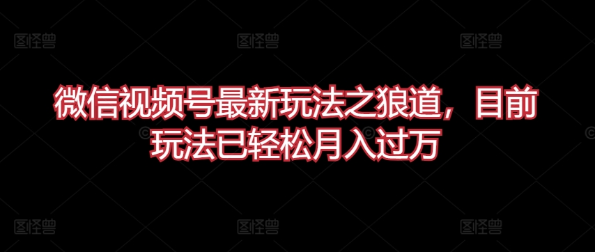 微信视频号最新玩法之狼道，目前玩法已轻松月入过万-中创项目网