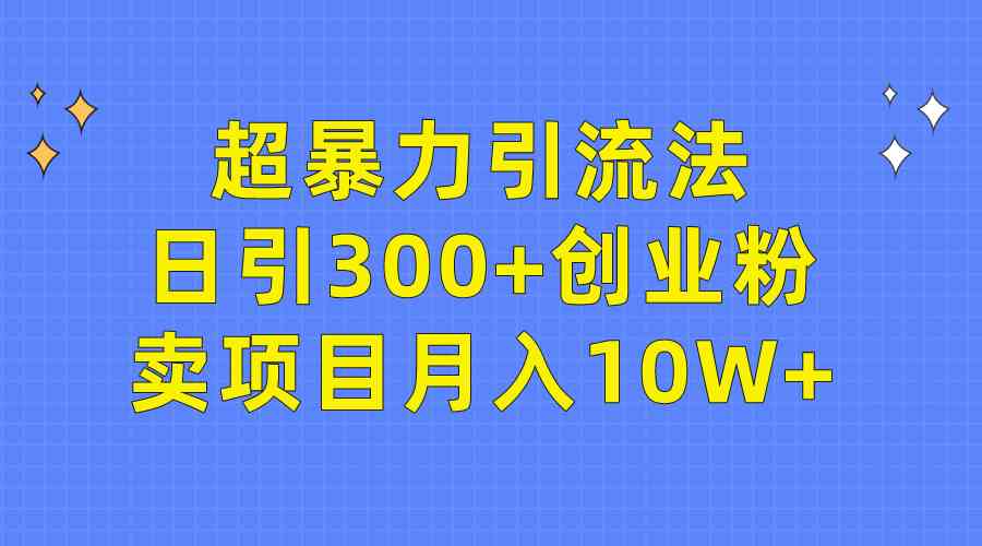 （9954期）超暴力引流法，日引300+创业粉，卖项目月入10W+-中创项目网