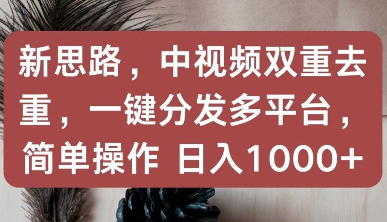 新思路，中视频双重去重，一键分发多平台，简单操作，日入1000+-中创项目网