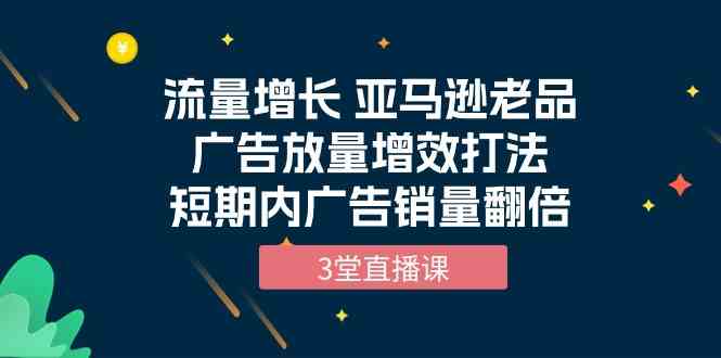 流量增长 亚马逊老品广告放量增效打法，短期内广告销量翻倍（3堂直播课）-中创项目网