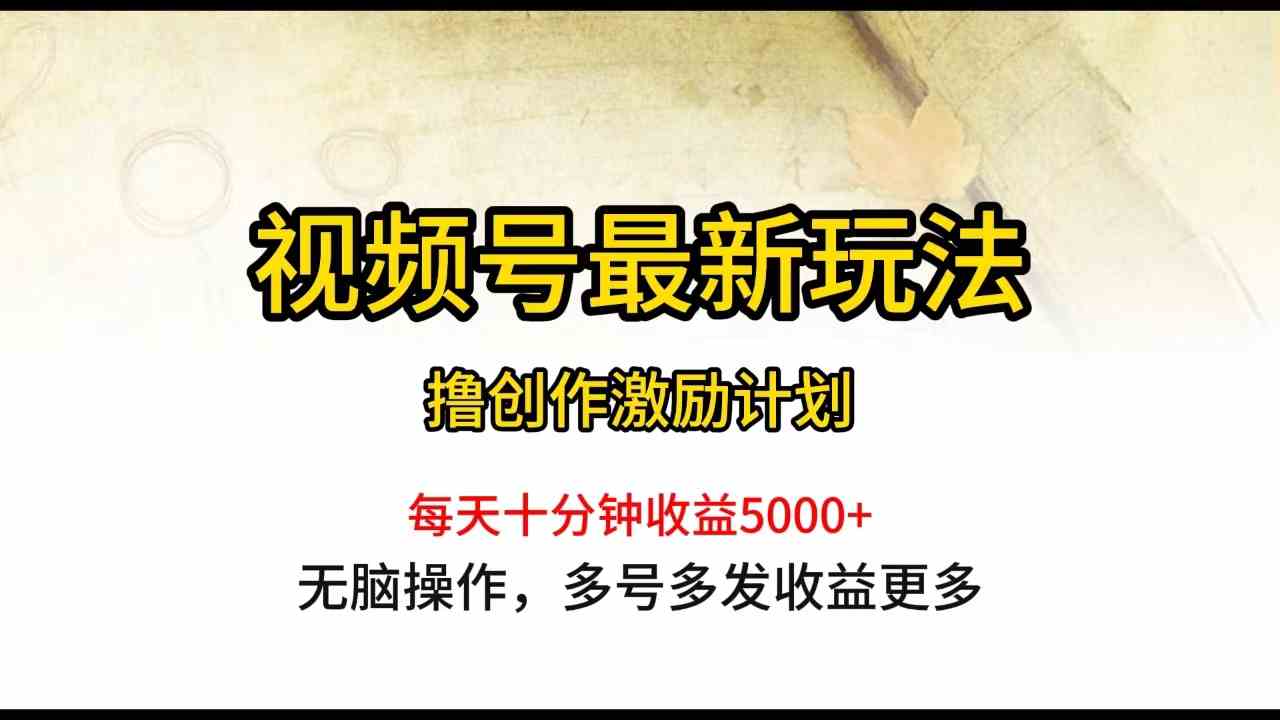 （10087期）视频号最新玩法，每日一小时月入5000+-中创项目网
