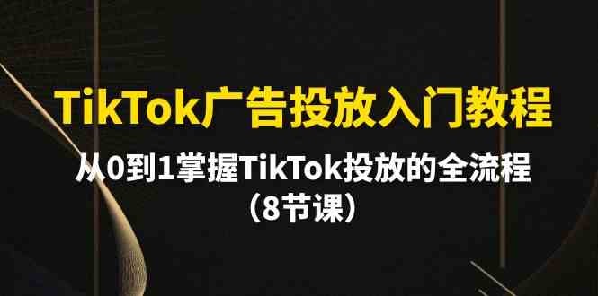 TikTok广告投放入门教程，从0到1掌握TikTok投放的全流程（8节课）-中创项目网