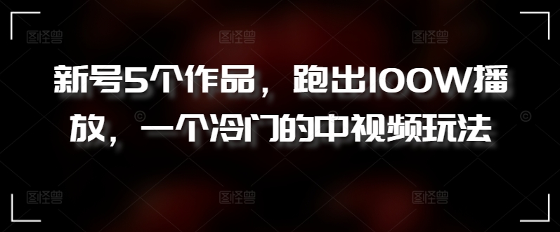 新号5个作品，跑出100W播放，一个冷门的中视频玩法-中创项目网