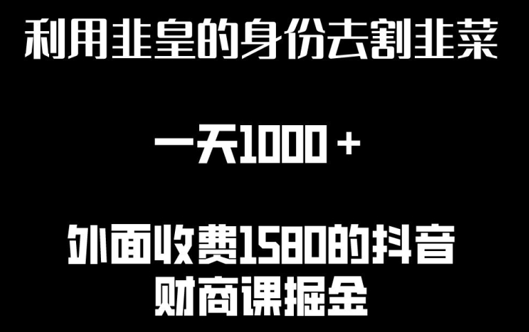 利用非皇的身份去割韭菜，一天1000+(附详细资源)-中创项目网