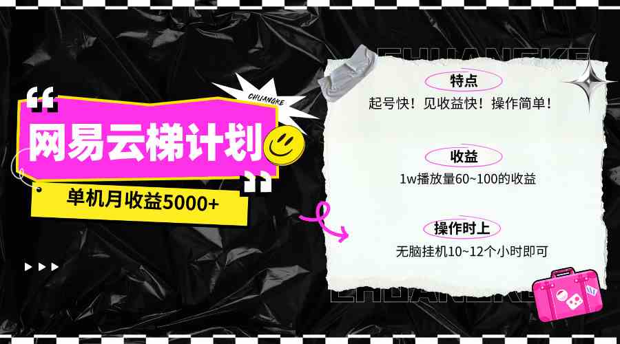 （10063期）最新网易云梯计划网页版，单机月收益5000+！可放大操作-中创项目网