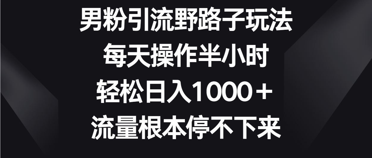 男粉引流野路子玩法，每天操作半小时轻松日入1000＋，流量根本停不下来-中创项目网