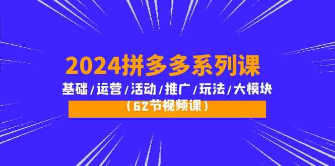 2024拼多多系列课：基础/运营/活动/推广/玩法/大模块（62节视频课）-中创项目网