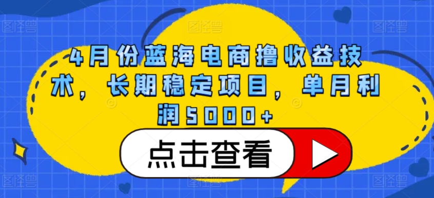 4月份蓝海电商撸收益技术，长期稳定项目，单月利润5000+-中创项目网