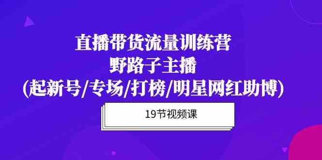 直播带货流量特训营，野路子主播(起新号/专场/打榜/明星网红助博)-中创项目网