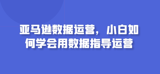 亚马逊数据运营，小白如何学会用数据指导运营-中创项目网