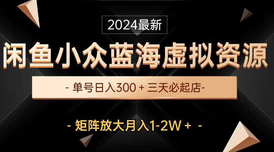 （10336期）最新闲鱼小众蓝海虚拟资源，单号日入300＋，三天必起店，矩阵放大月入1-2W-中创项目网