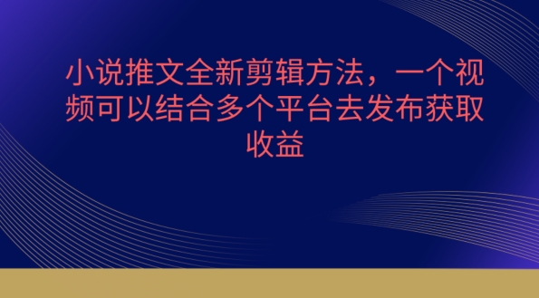 小说推文全新剪辑方法，一个视频可以结合多个平台去发布获取-中创项目网
