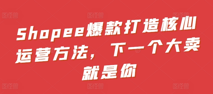 Shopee爆款打造核心运营方法，下一个大卖就是你-中创项目网