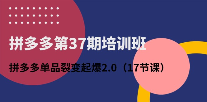 拼多多第37期培训班：拼多多单品裂变起爆2.0（17节课）-中创项目网