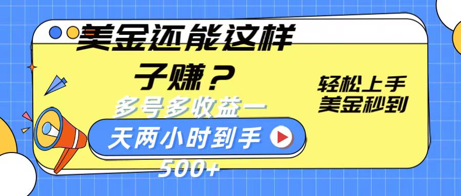 美金还能这样子赚？轻松上手，美金秒到账 多号多收益，一天 两小时，到手500+-中创项目网