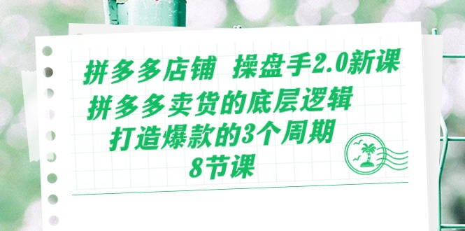 拼多多店铺操盘手2.0新课，拼多多卖货的底层逻辑，打造爆款的3个周期（8节）-中创项目网