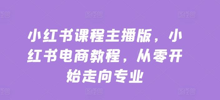 小红书课程主播版，小红书电商教程，从零开始走向专业-中创项目网