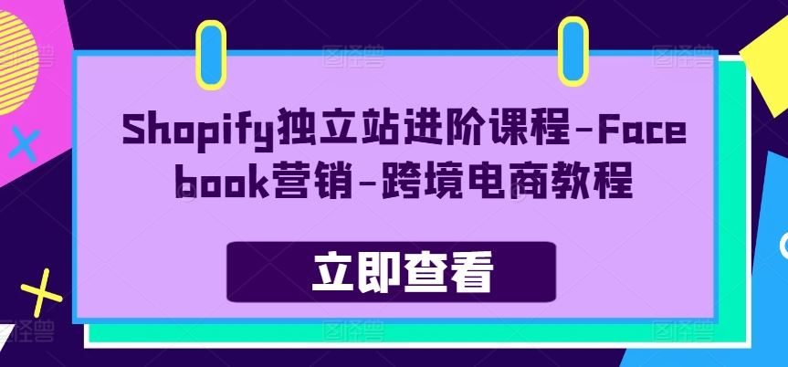 Shopify独立站进阶课程-Facebook营销-跨境电商教程-中创项目网