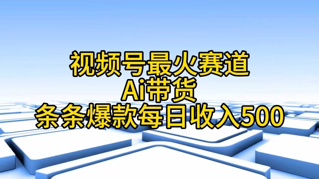 （11038期）视频号最火赛道——Ai带货条条爆款每日收入500-中创项目网