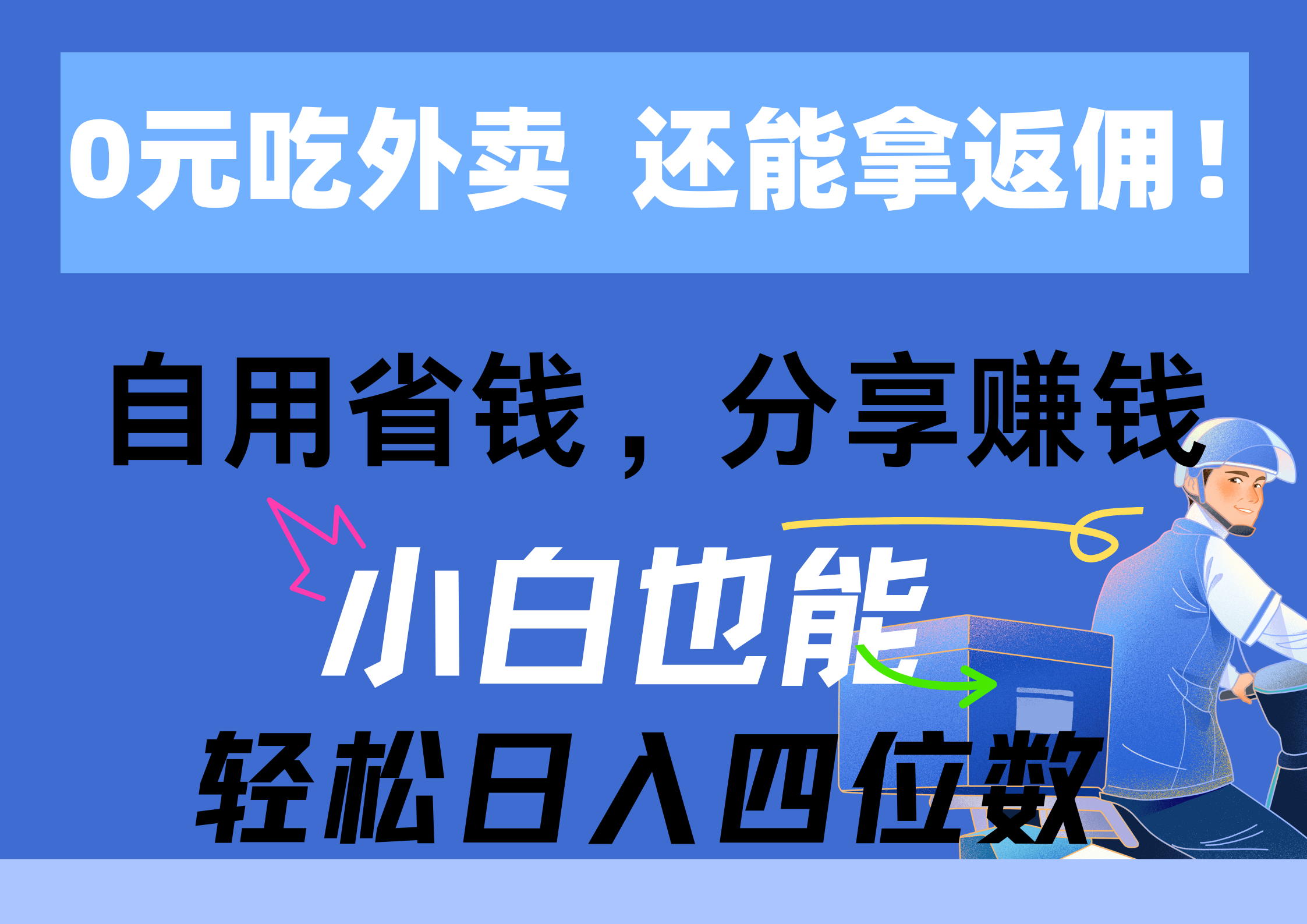 （11037期）0元吃外卖， 还拿高返佣！自用省钱，分享赚钱，小白也能轻松日入四位数-中创项目网