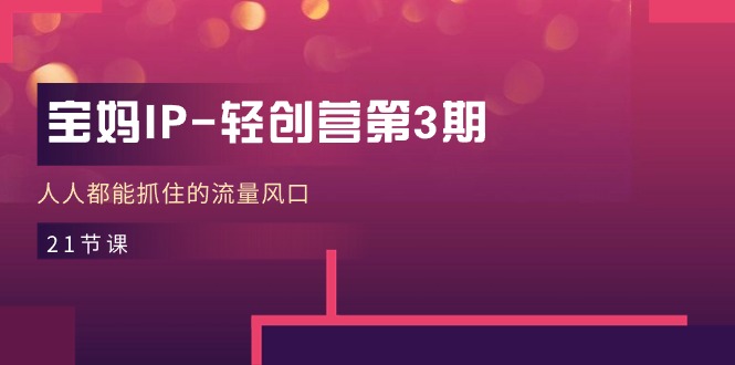 宝妈IP轻创营第3期，人人都能抓住的流量风口（21节课）-中创项目网