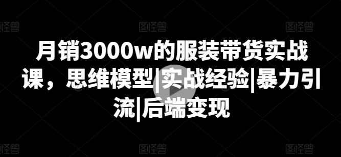 月销3000w的服装带货实战课，思维模型|实战经验|暴力引流|后端变现-中创项目网