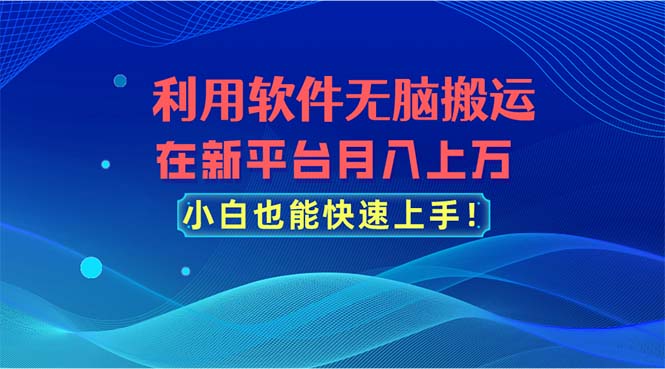（11078期）利用软件无脑搬运，在新平台月入上万，小白也能快速上手-中创项目网