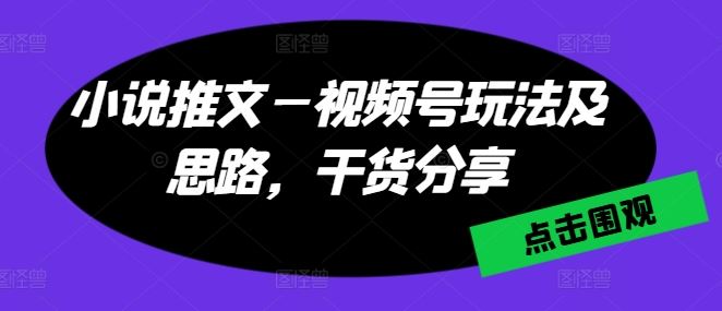 小说推文—视频号玩法及思路，干货分享-中创项目网