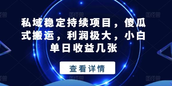 私域稳定持续项目，傻瓜式搬运，利润极大，小白单日收益几张【揭秘】-中创项目网