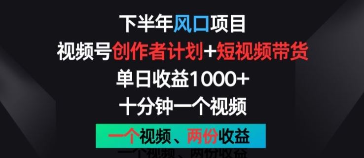 下半年风口项目，视频号创作者计划+视频带货，一个视频两份收益，十分钟一个视频【揭秘】-中创项目网