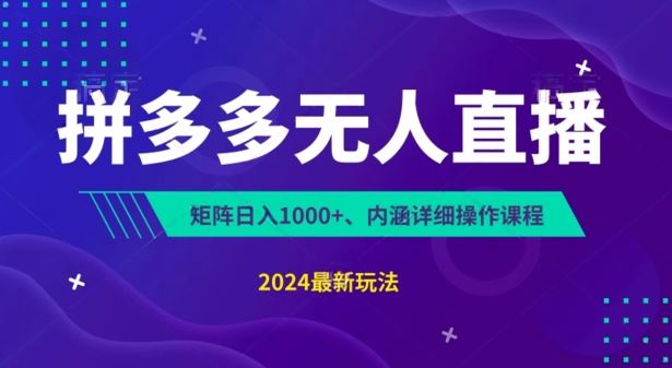 拼多多无人直播不封号，0投入，3天必起，无脑挂机，日入1k+【揭秘】-中创项目网
