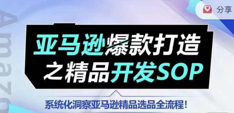 【训练营】亚马逊爆款打造之精品开发SOP，系统化洞察亚马逊精品选品全流程-中创项目网