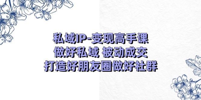 （11209期）私域IP-变现高手课：做好私域 被动成交，打造好朋友圈做好社群（18节）-中创项目网