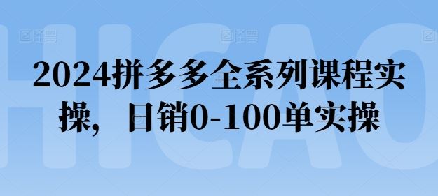 2024拼多多全系列课程实操，日销0-100单实操【必看】-中创项目网