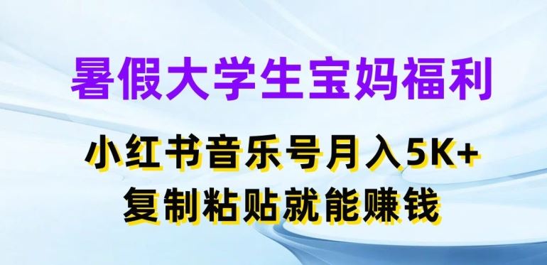 暑假大学生宝妈福利，小红书音乐号月入5000+，复制粘贴就能赚钱【揭秘】-中创项目网