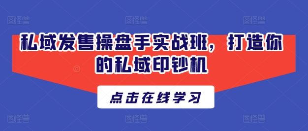 私域发售操盘手实战班，打造你的私域印钞机-中创项目网