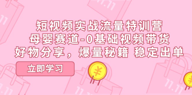（11373期）短视频实战流量特训营，母婴赛道-0基础带货，好物分享，爆量秘籍 稳定出单-中创项目网