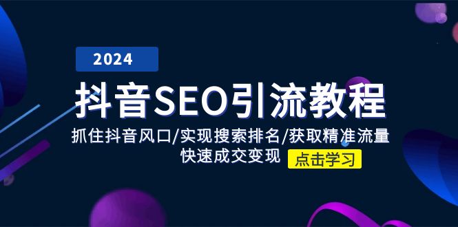 抖音SEO引流教程：抓住抖音风口/实现搜索排名/获取精准流量/快速成交变现-中创项目网