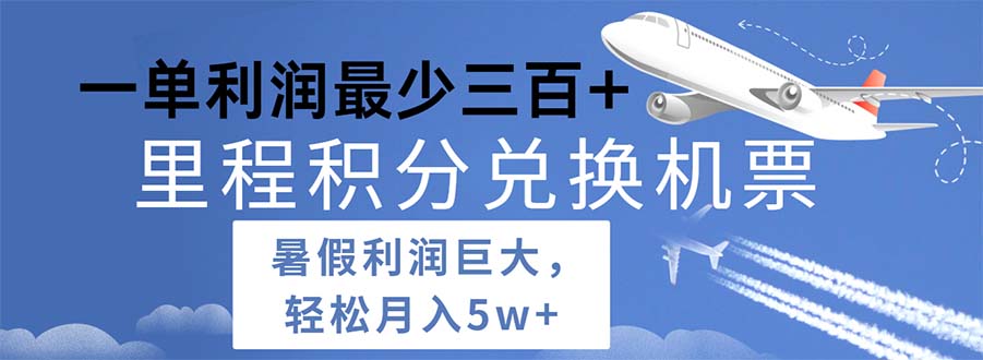 （11385期）2024暑假利润空间巨大的里程积分兑换机票项目，每一单利润最少500-中创项目网