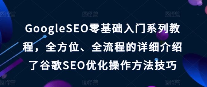 GoogleSEO零基础入门系列教程，全方位、全流程的详细介绍了谷歌SEO优化操作方法技巧-中创项目网
