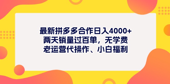 （11410期）最新拼多多项目日入4000+两天销量过百单，无学费、老运营代操作、小白福利-中创项目网