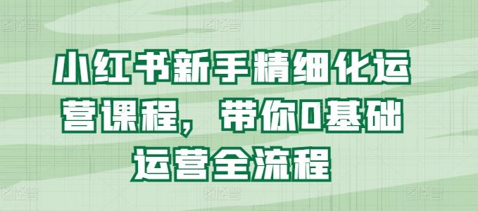 小红书新手精细化运营课程，带你0基础运营全流程-中创项目网