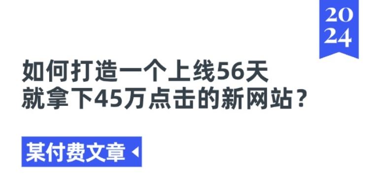 某付费文章《如何打造一个上线56天就拿下45万点击的新网站?》-中创项目网