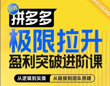拼多多极限拉升盈利突破进阶课，​从算法到玩法，从玩法到团队搭建，体系化系统性帮助商家实现利润提升-中创项目网