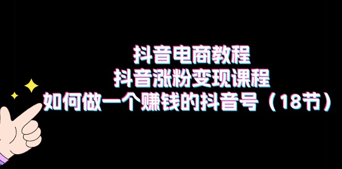 （11436期）抖音电商教程：抖音涨粉变现课程：如何做一个赚钱的抖音号（18节）-中创项目网
