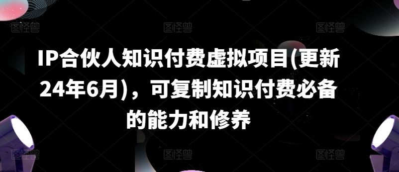 IP合伙人知识付费虚拟项目(更新24年6月)，可复制知识付费必备的能力和修养-中创项目网