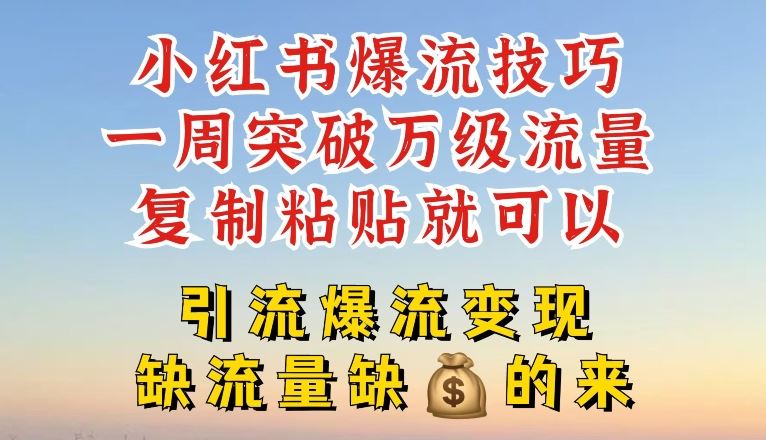 小红书爆流技巧，一周突破万级流量，复制粘贴就可以，引流爆流变现【揭秘】-中创项目网