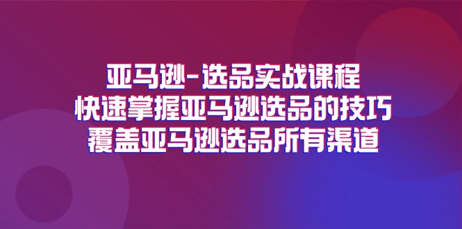 （11620期）亚马逊-选品实战课程，快速掌握亚马逊选品的技巧，覆盖亚马逊选品所有渠道-中创项目网