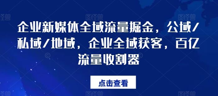 企业新媒体全域流量掘金，公域/私域/地域，企业全域获客，百亿流量收割器-中创项目网